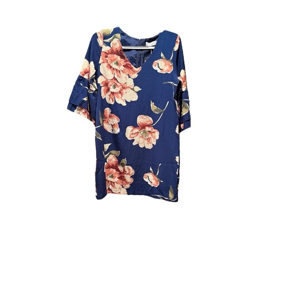 Floral Blue Shift Dress - Picture 2 of 10